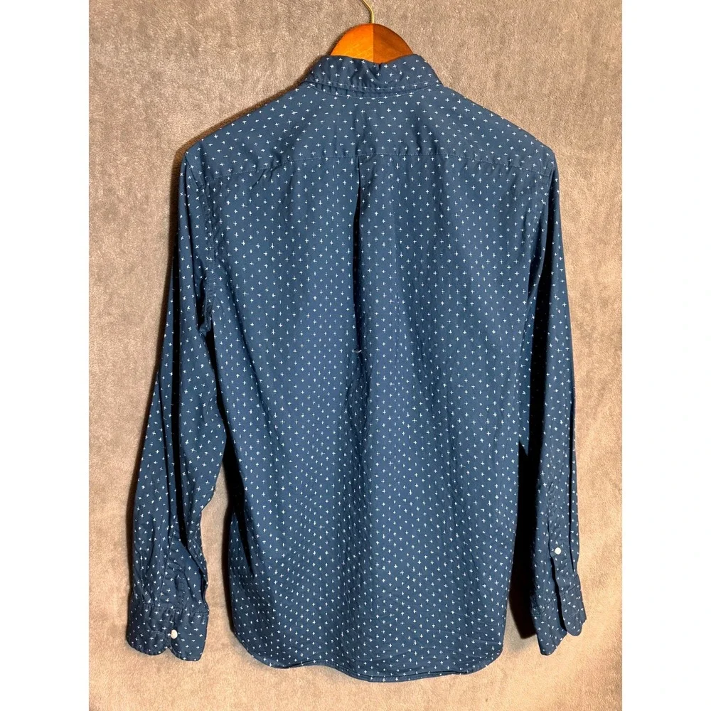 J.Crew Secret Wash Shirt Mens Small Slim Fit Blue Star Print Button Down Stretch